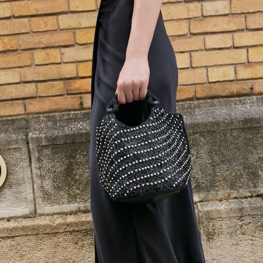 🚨SOLD🚨 STAUD Black and Silver Beaded Tote